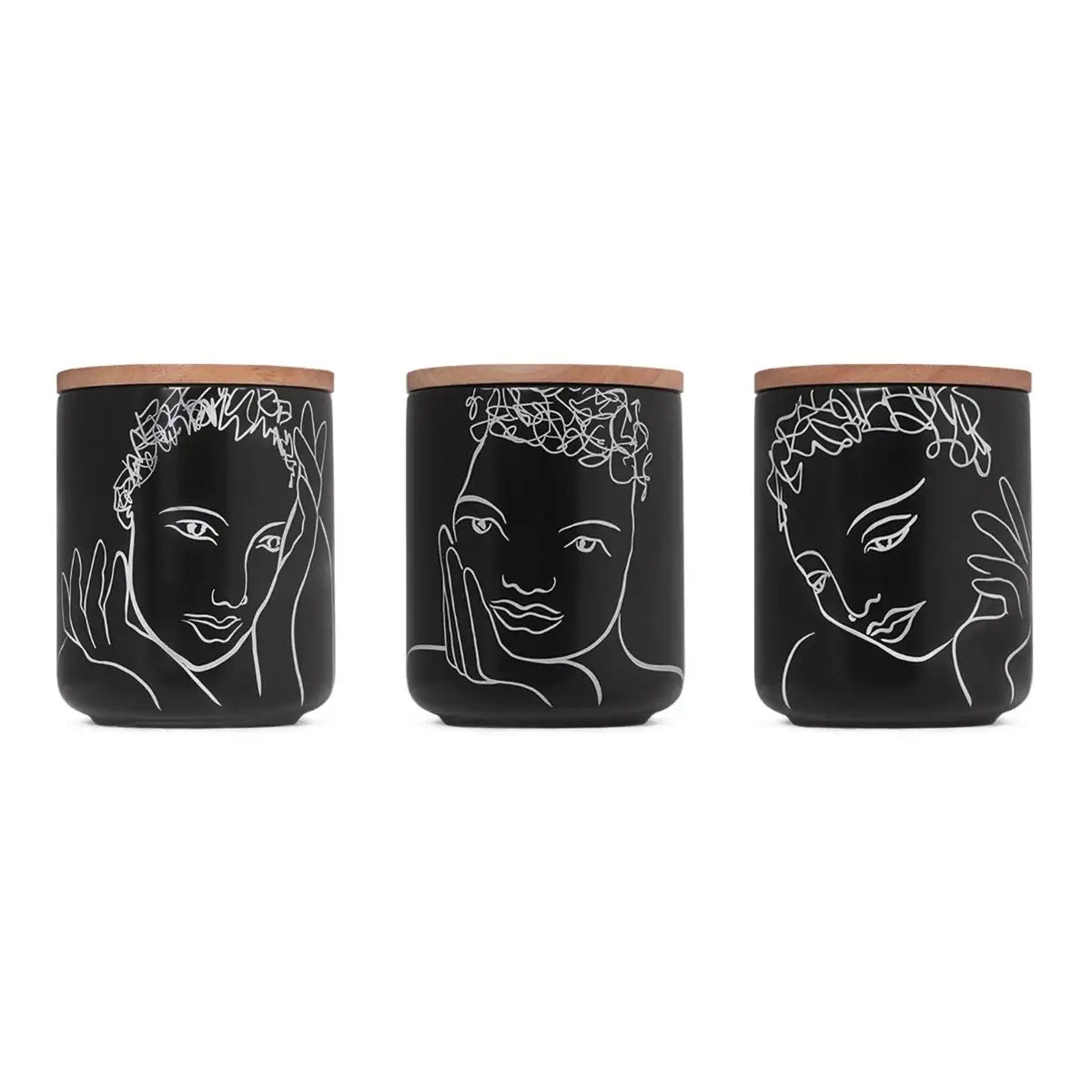 CANISTER SMALL SET OF 3 - sketchbook black mix