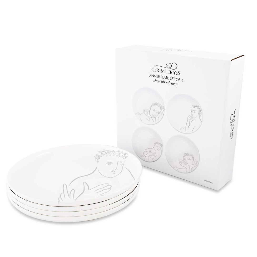 DINNER PLATE SET OF 4 - sketchbook grey