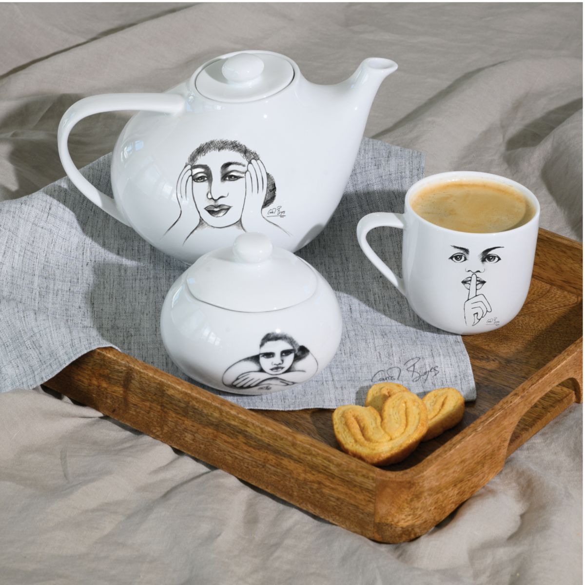 MUG SET OF 4 - modern sketchbook mix