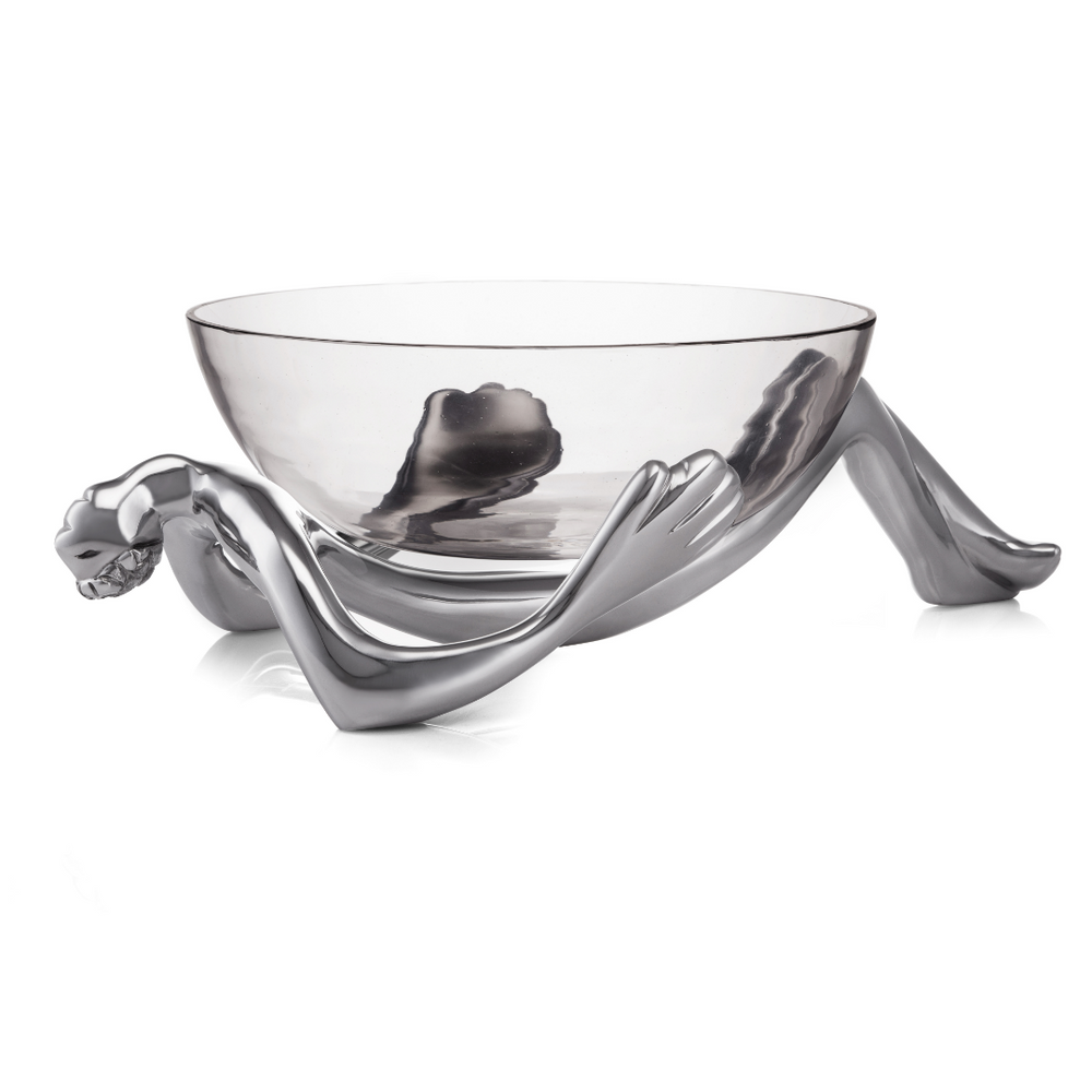 GLASS BOWL AND STAND - reclining