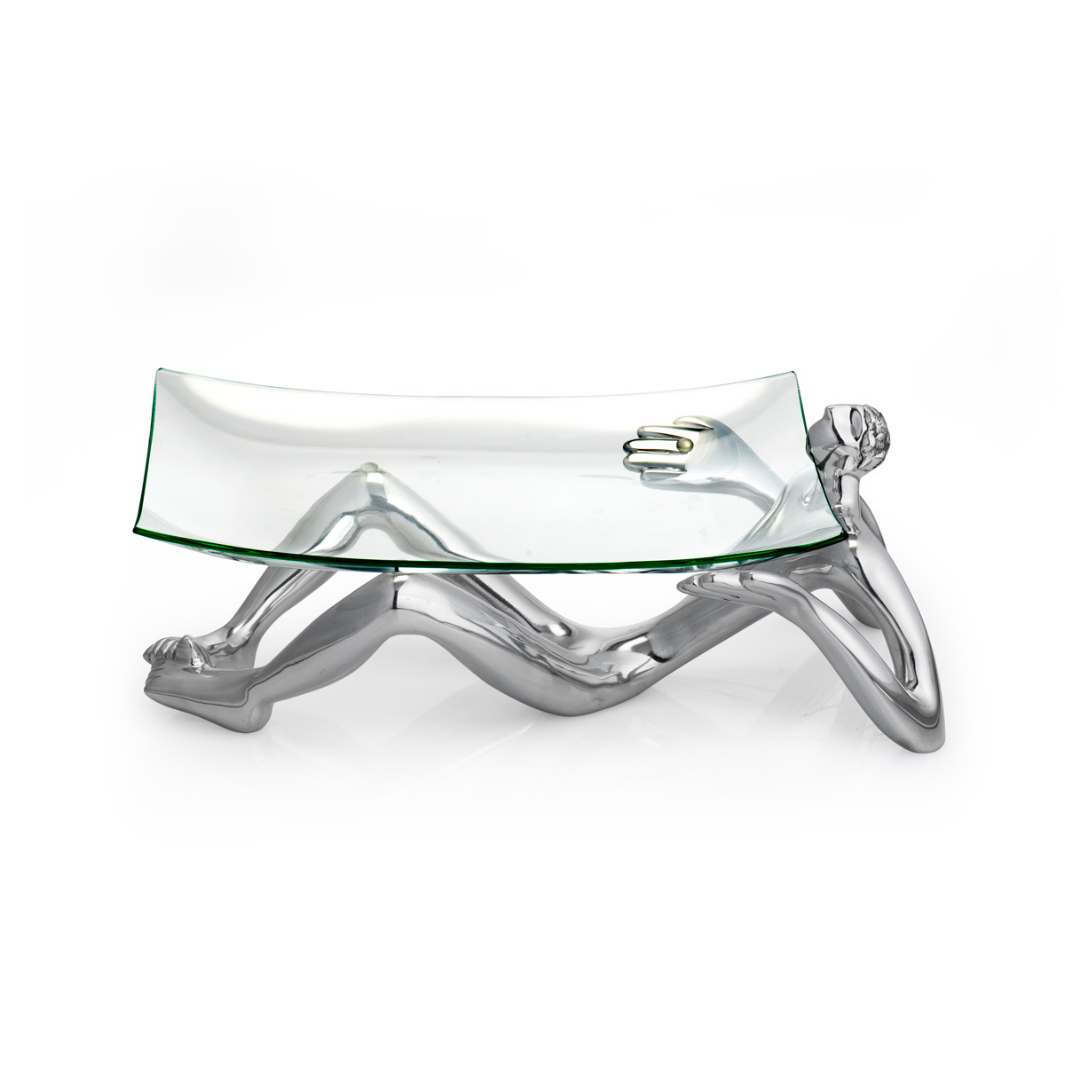 GLASS PLATTER WITH STAND - on show