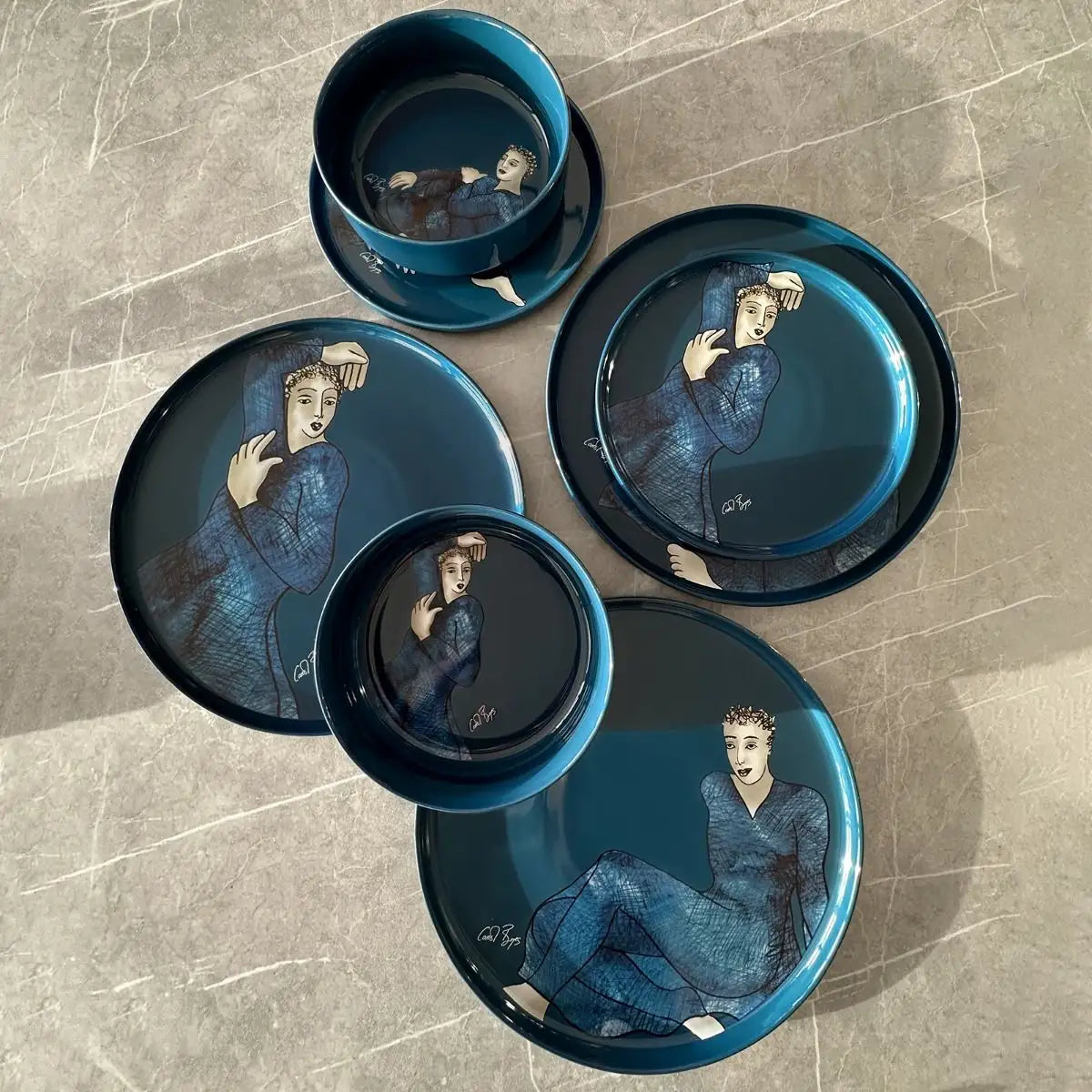 SIDE PLATE SET OF 4 - indigo blues