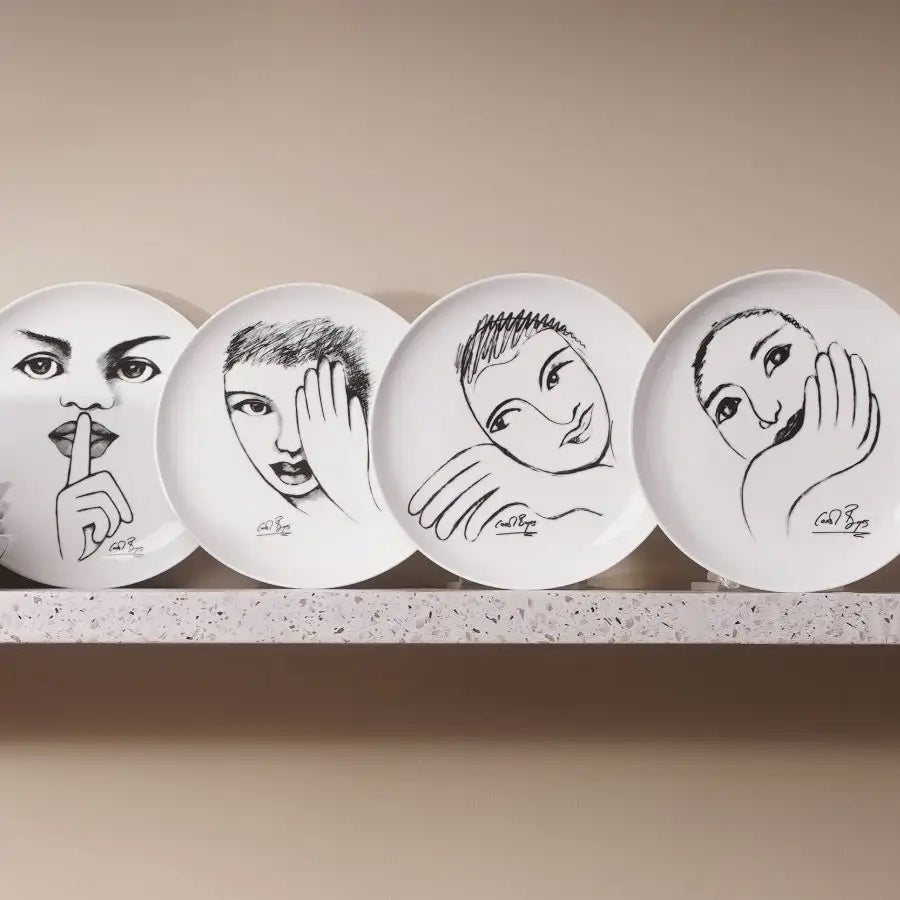 SIDE PLATE SET OF 4 - sketchbook mix