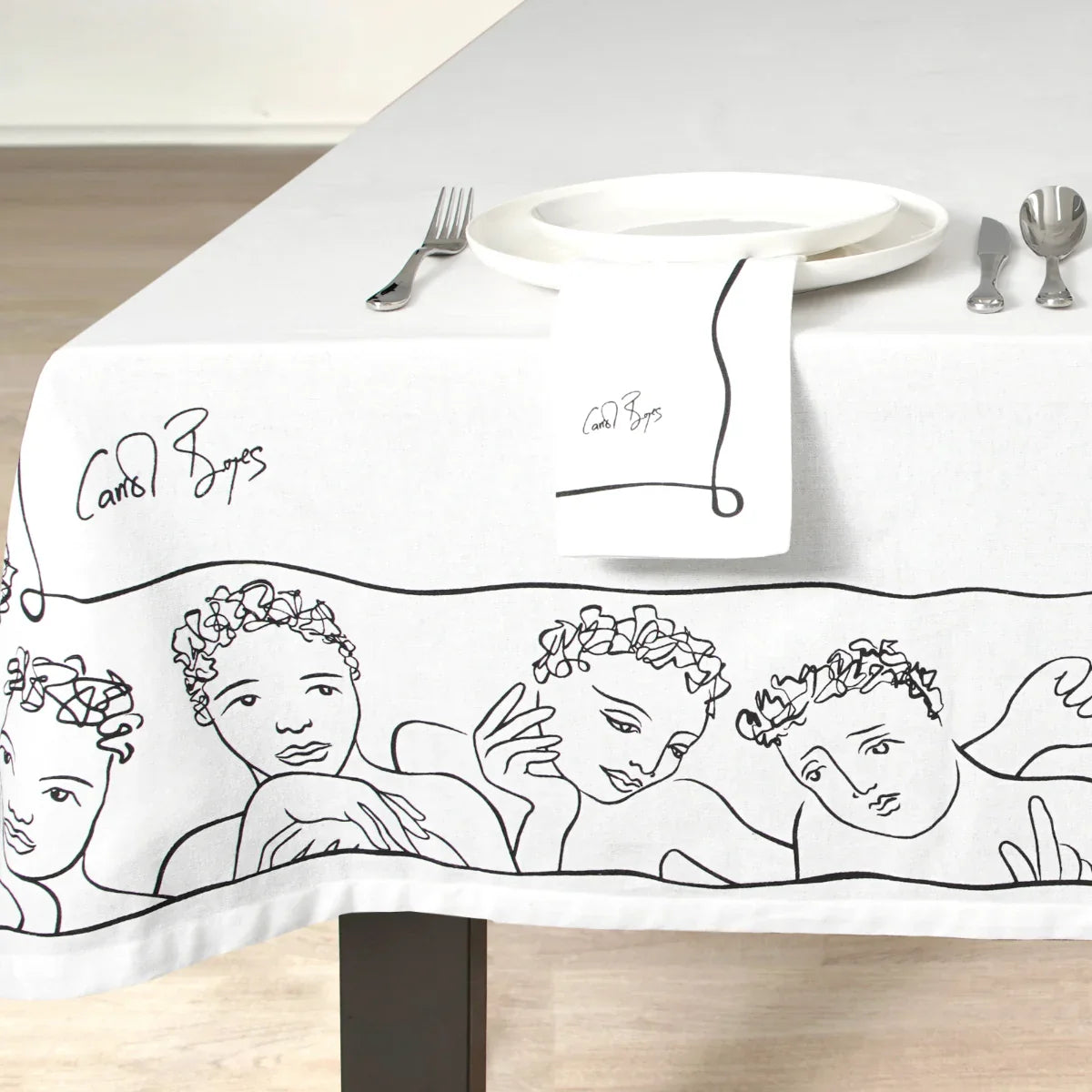 TABLECLOTH 160 x 300 - well framed - white