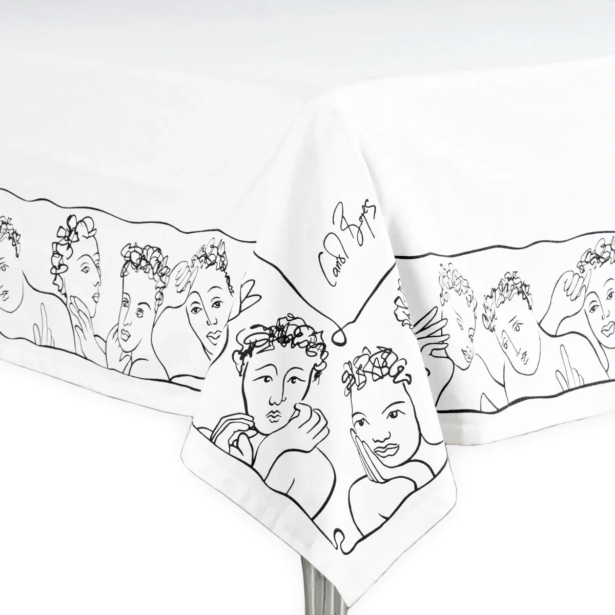 TABLECLOTH 160 x 300 - well framed - white