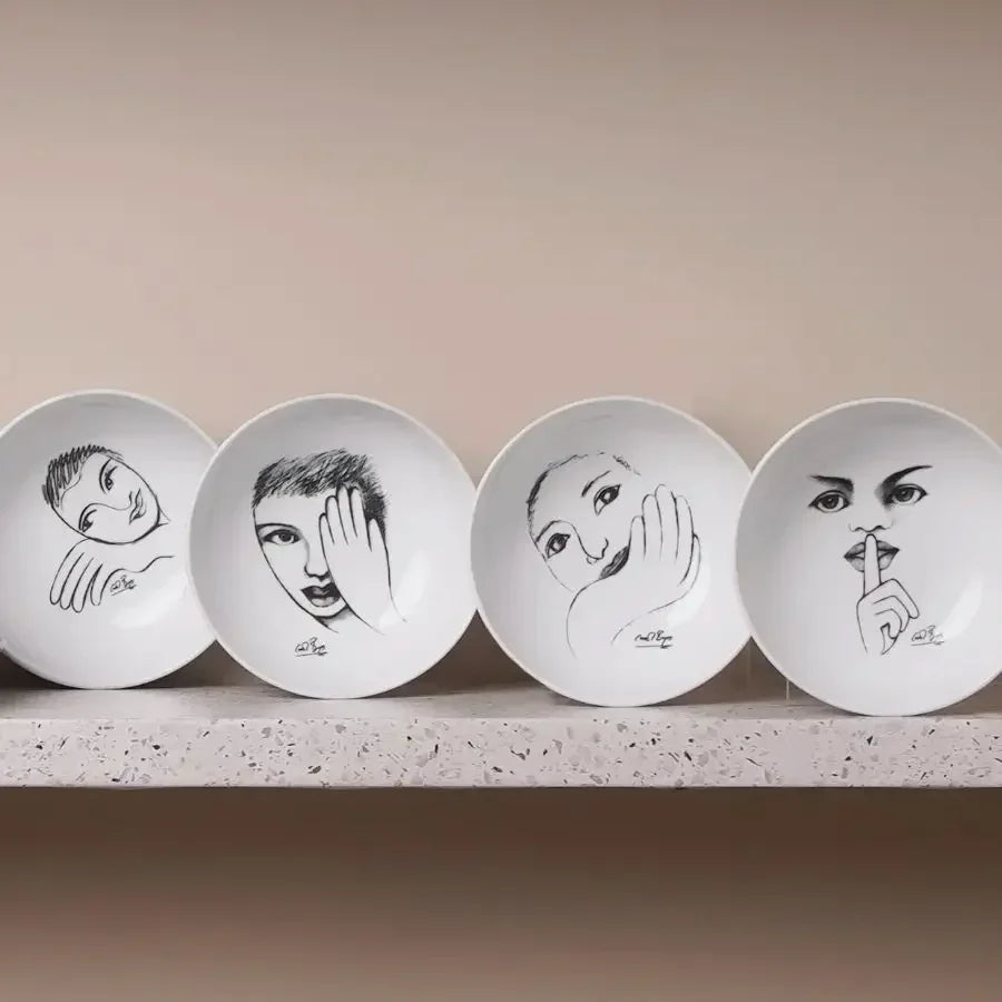 CEREAL / SOUP BOWL SET OF 4 - face facts