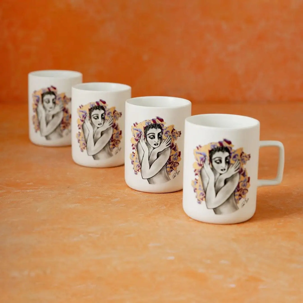 MUG SET OF 4 - pop art flutter