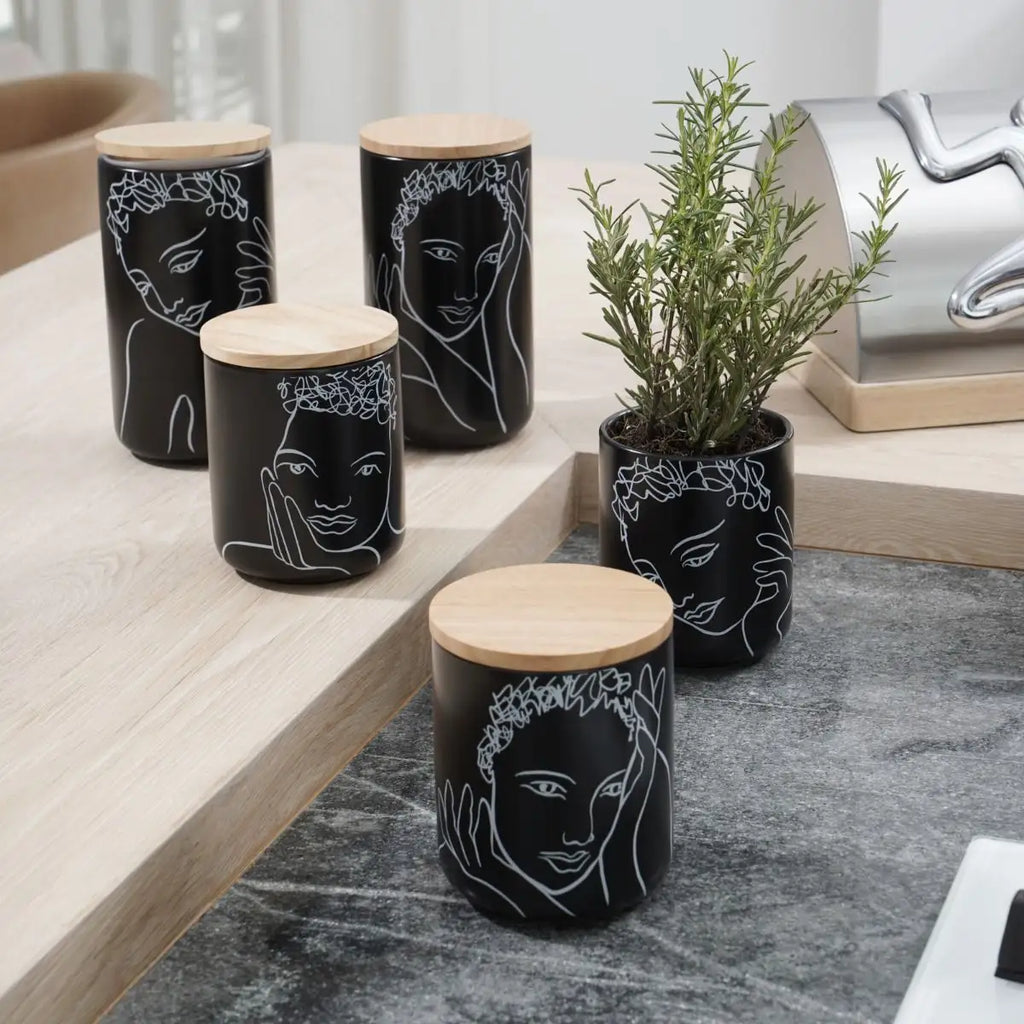 CANISTER SMALL SET OF 3 - sketchbook black mix
