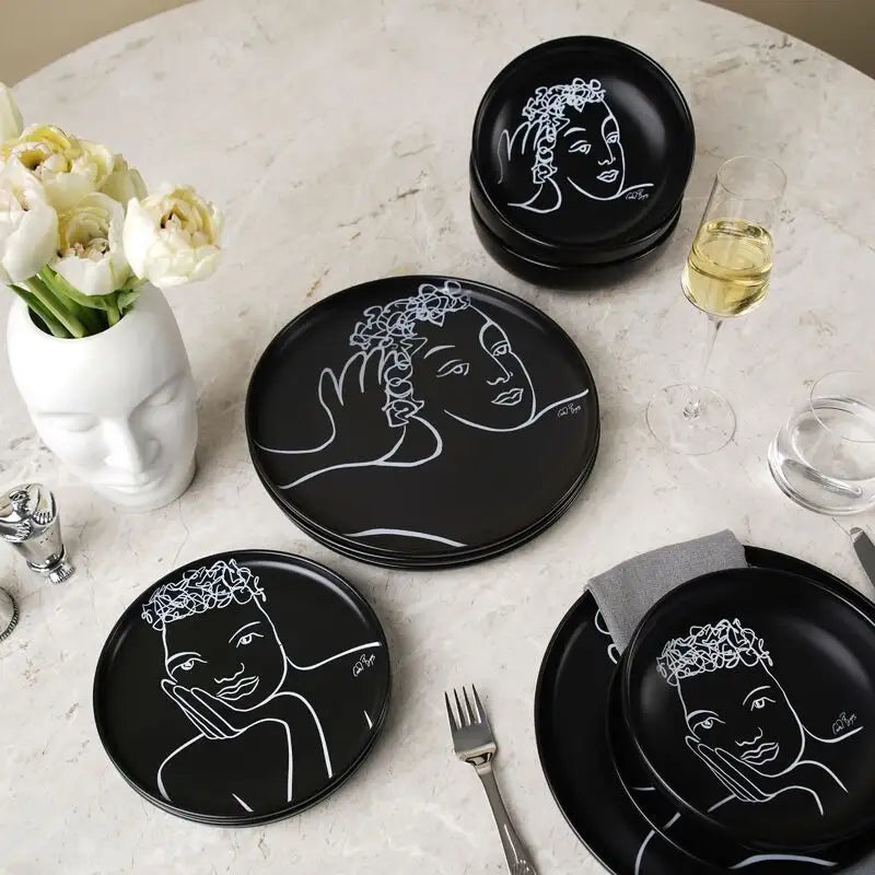 SIDE PLATE SET OF 4 - sketchbook black