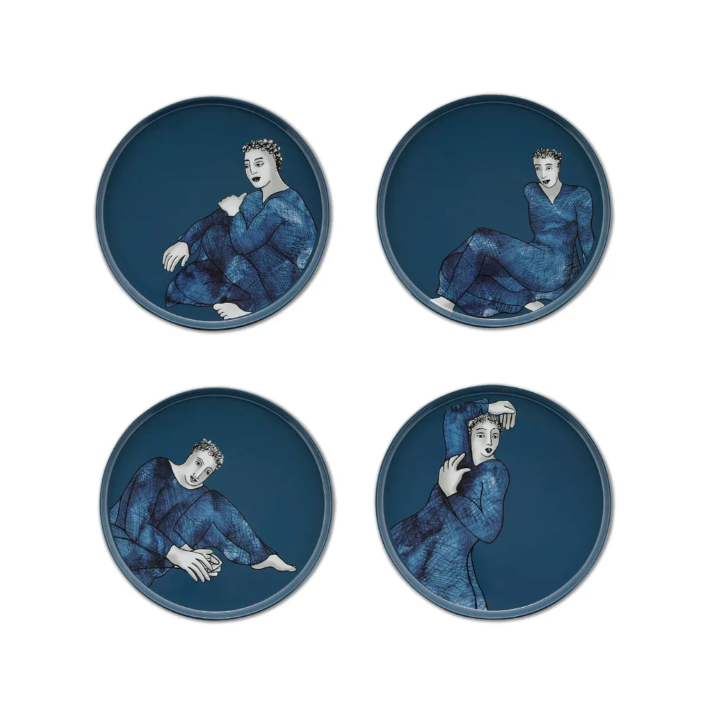 SIDE PLATE SET OF 4 - indigo blues