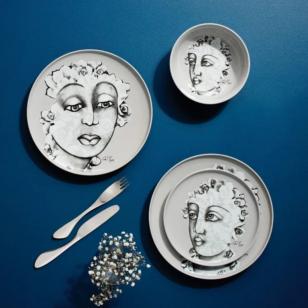 SIDE PLATE SET OF 4 - succulent faces