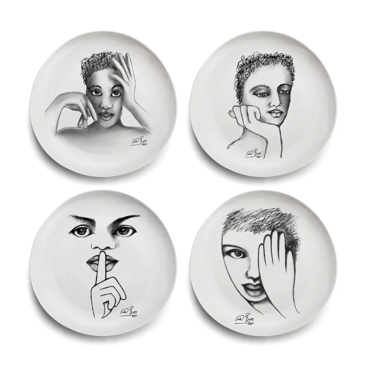 DINNER PLATE SET OF 4 - sketchbook mix