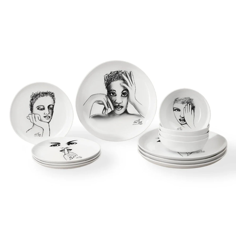 DINNERWARE 12pc SET - sketchbook mix
